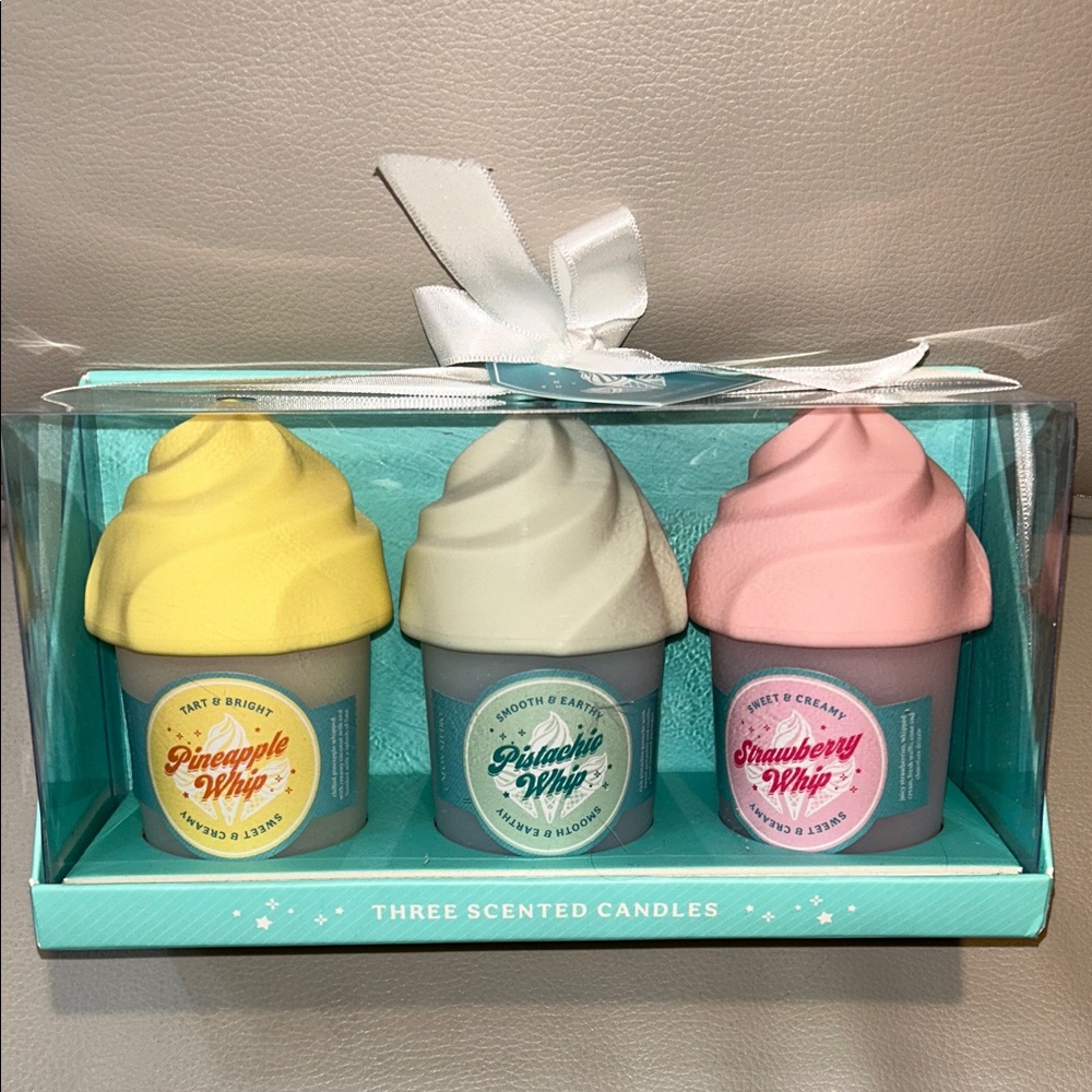 Whipped Scented Candle Trio - Pineapple, Pistachio & Strawberry - Gift Set